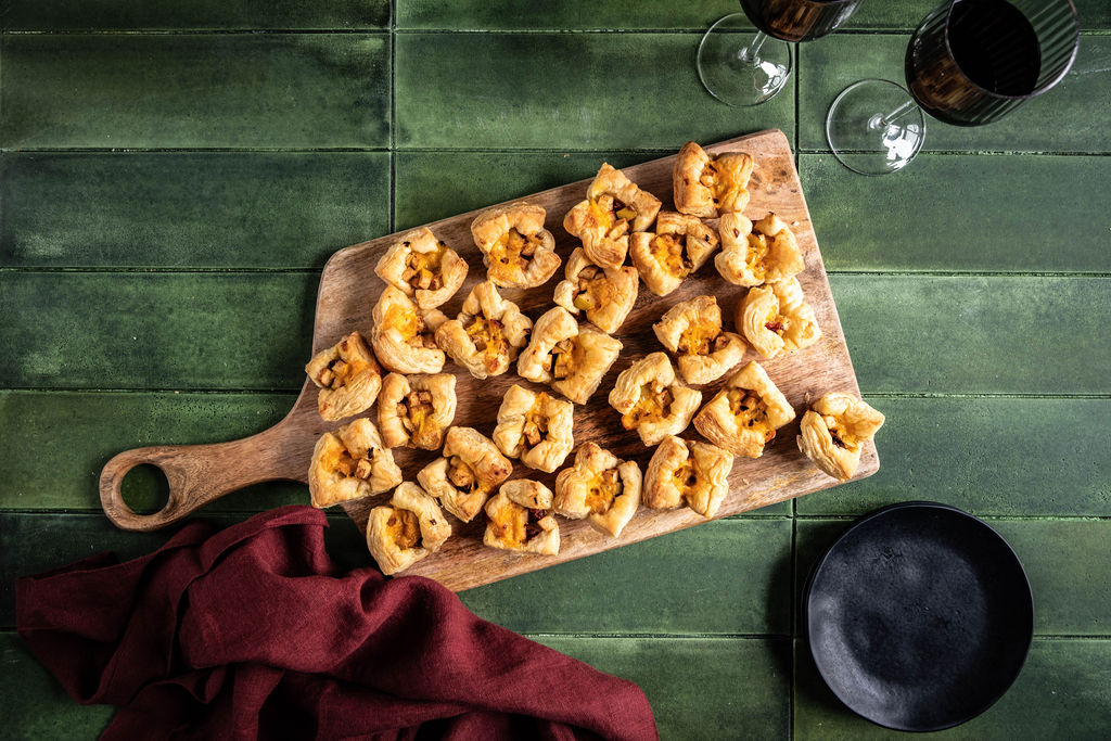Apple Cheddar Puff Pastry with Bacon Jam
