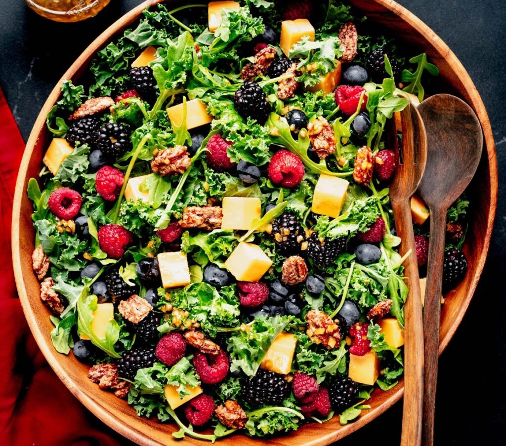 Triple Berry Kale & Arugula Salad