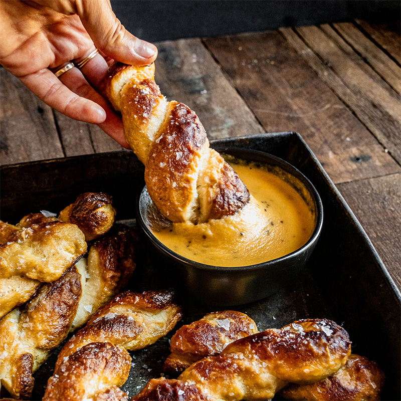 Homemade Pretzels with Beer-Cheese Dip