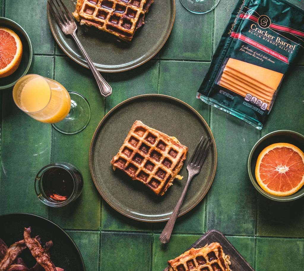 Waffled Bacon and Cheese French Toast